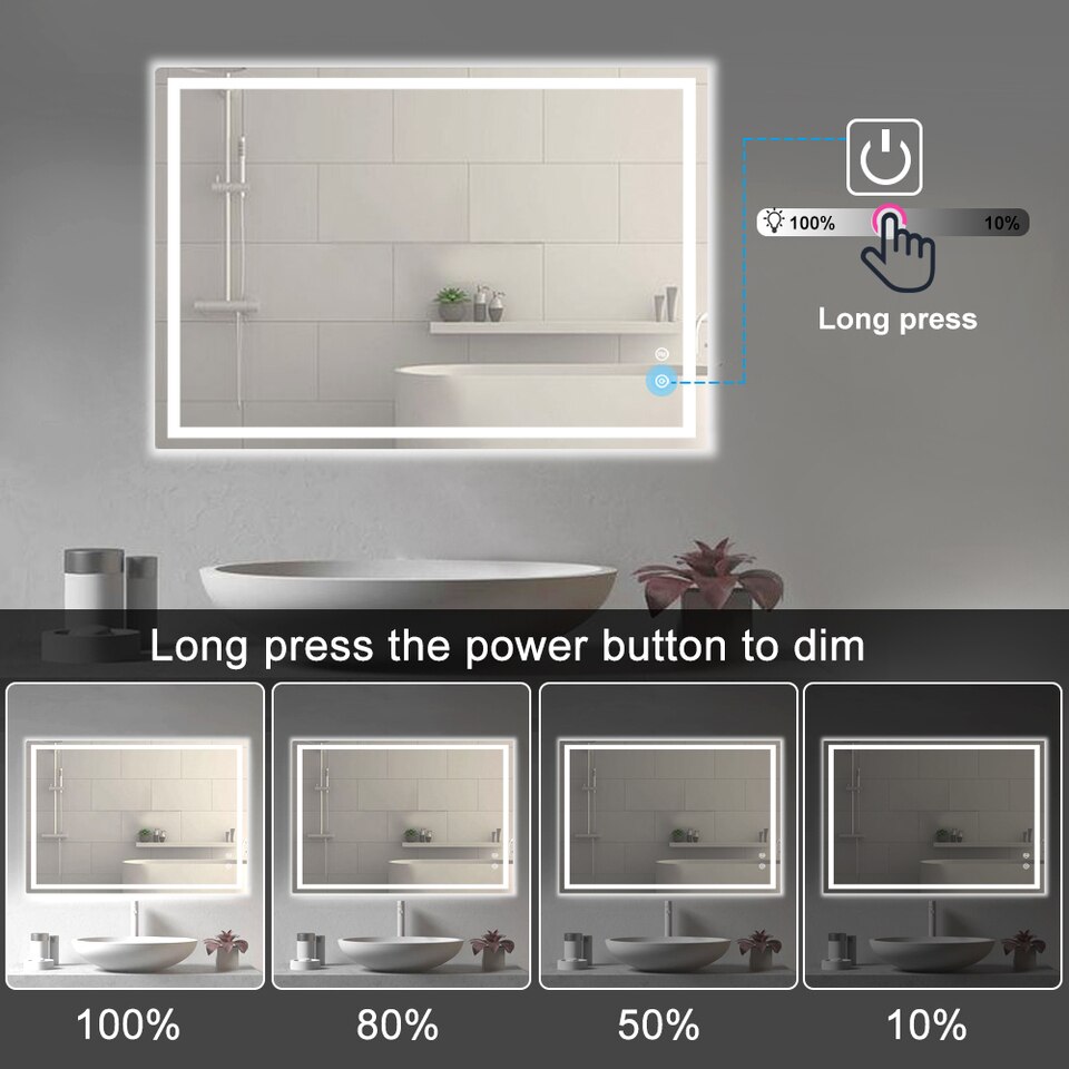 Depuley Vanity Mirror with Light 92x72cm Dimmable Touch LED Lighting - Image 2