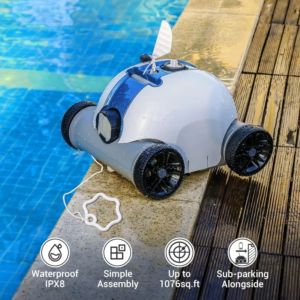 Cordless Robotic Pool Cleaner, Automatic Pool Vacuum with 60-90 Mins Working Time, Rechargeable Battery, IPX8 Waterproof - Image 6