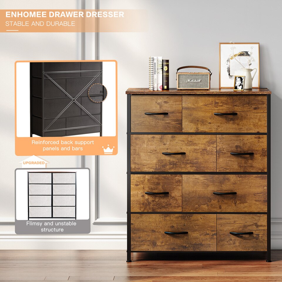 EnHomee 2.5/5mm Bedroom wooden Dresser Storage Cabinet with 8 Drawers - Image 6