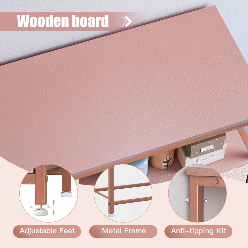EnHomee Pink Dressers for Bedroom 7 Drawers for Clothes wooden Shelves Anti-tipping - Image 7