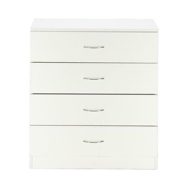 MDF Wood Simple 4-Drawer Dresser White - Image 2