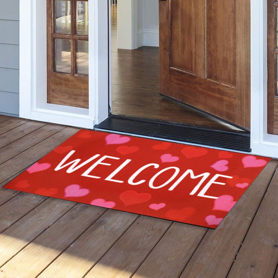Valentine's Day Door Mat Heart Print Welcome - Image 4