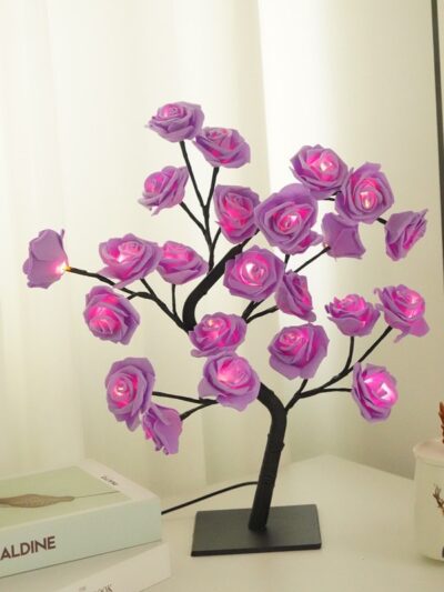 24 LED Rose Flower Tree Lights USB Table Lamp Fairy Maple Leaf Night Light