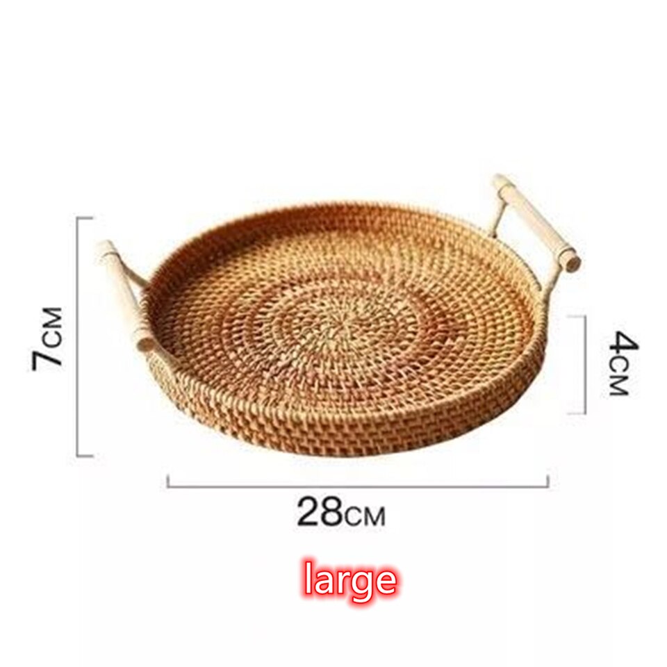 Hand-woven Rattan Wicker Basket Fruit Tea Snack Bread Cosmetic Rectangular Storage Box Household Kitchen Supplies - Image 2