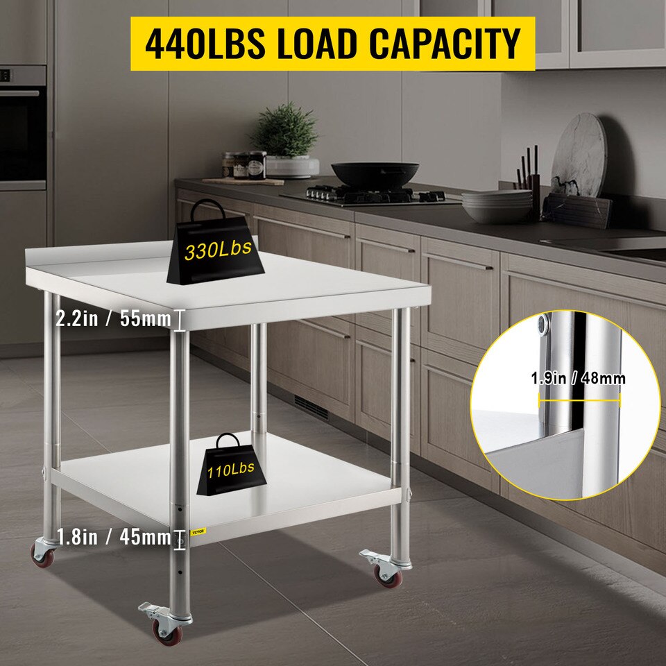 VEVOR Stainless Steel Work Prep Table - Image 3