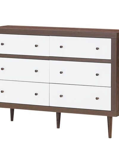 Costway 6 Drawer Dresser Wood Chest of Drawers Storage Freestanding Cabinet Organizer