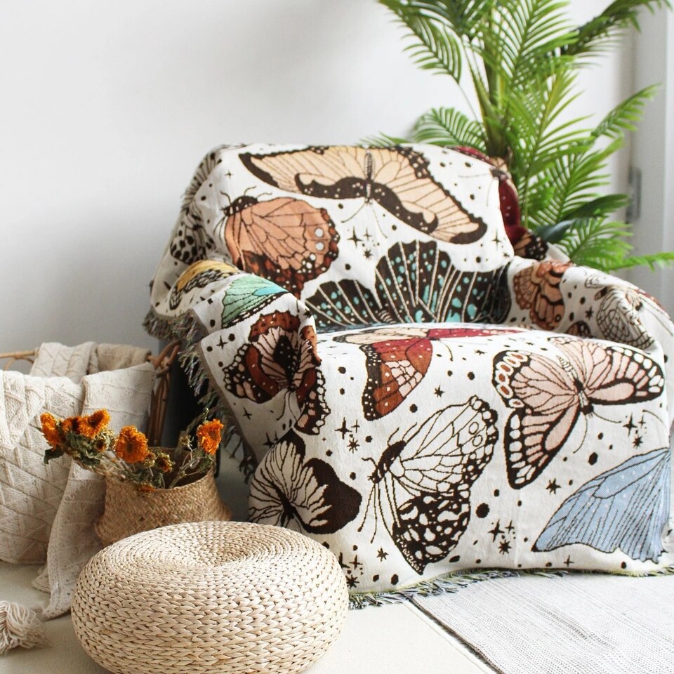 Boho Floral Blankets For Beds Sofa Summer Bed Throw Cover Aesthetic Soft Cotton - Image 2